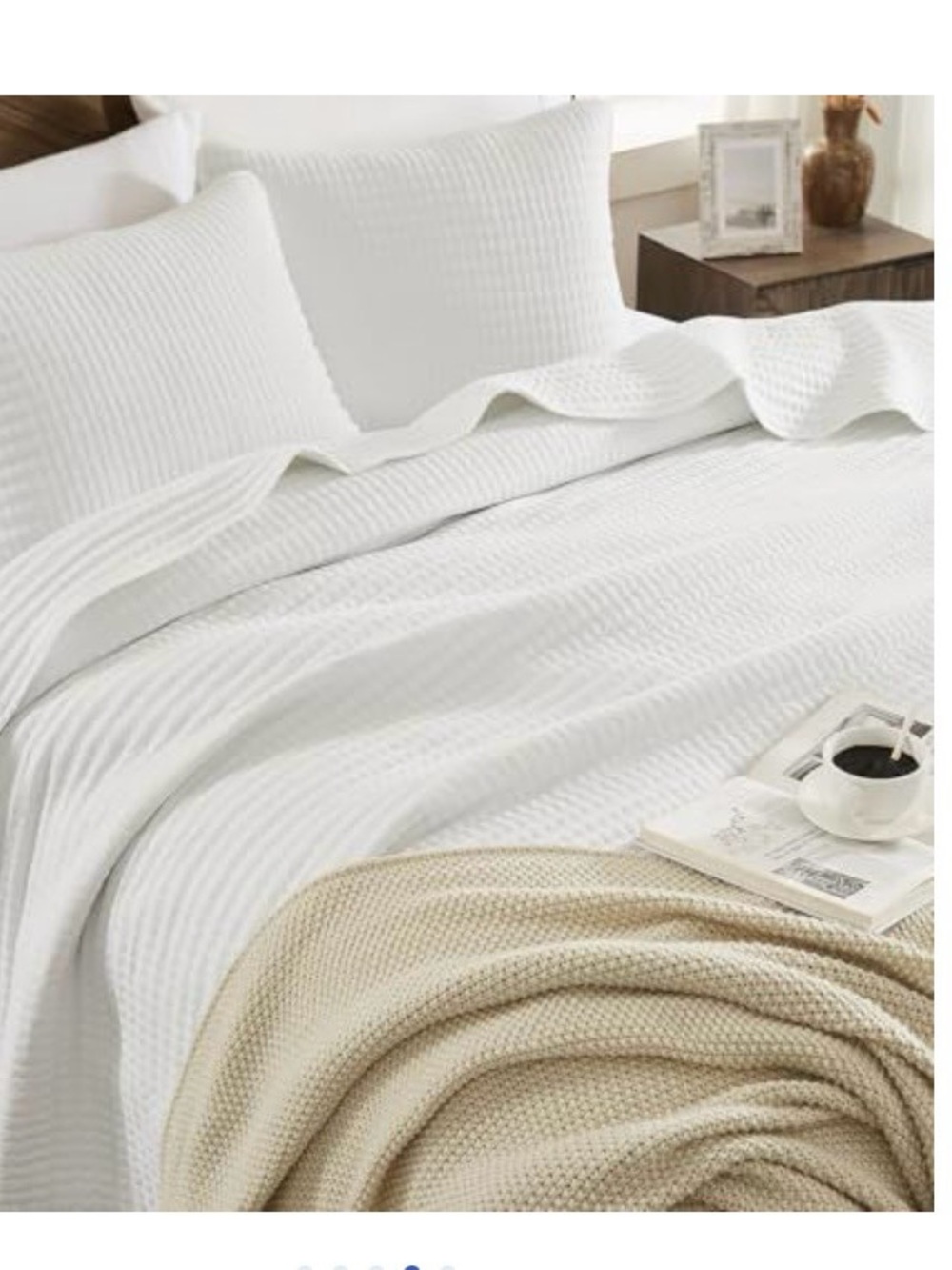 White Waffle-Textured Bedspread - Classic Home Bedding - Picture 2 of 5